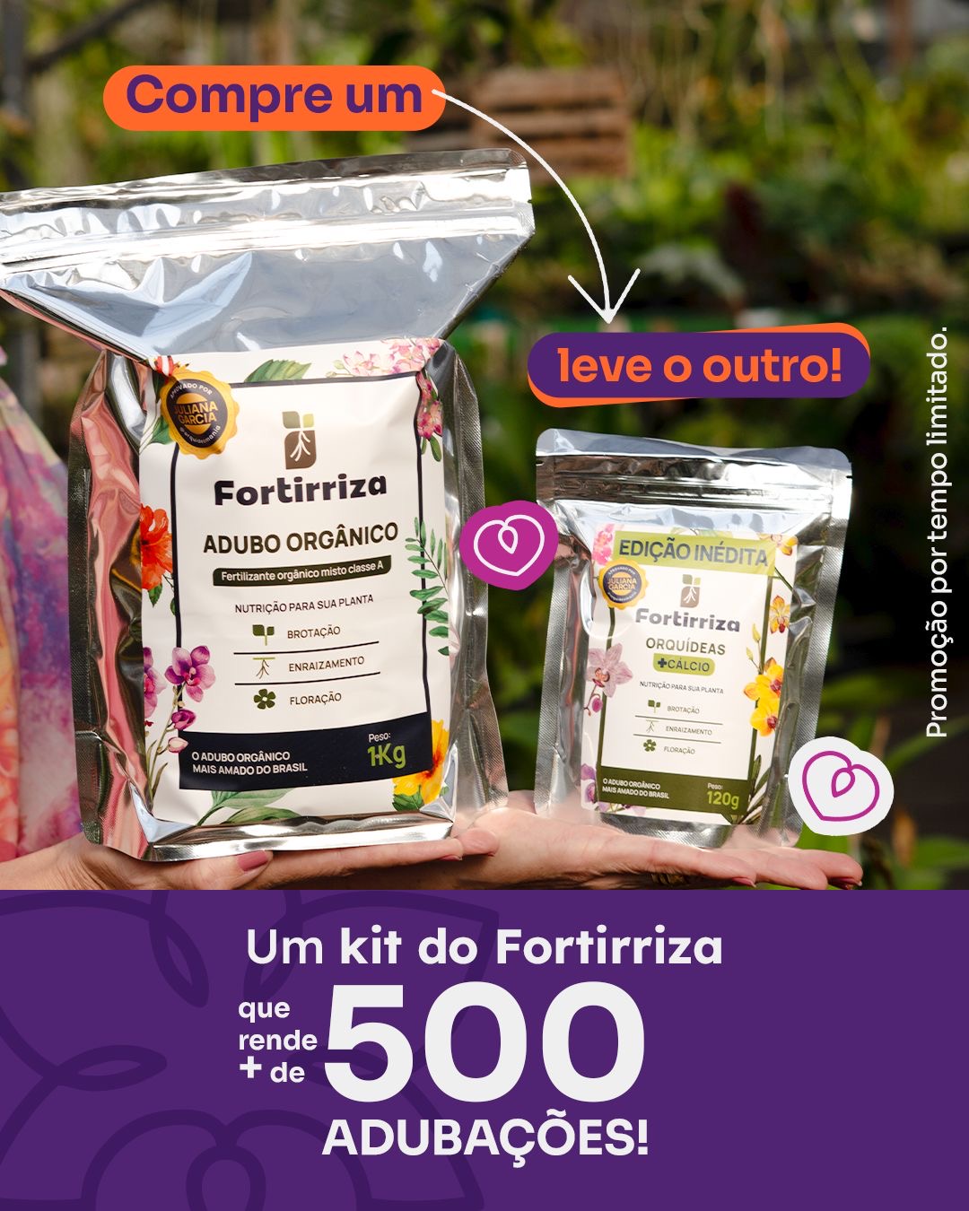 Kit Fortirriza para Plantas – Compre Fortirriza 1kg e Ganhe Fortirriza + Cálcio 120g